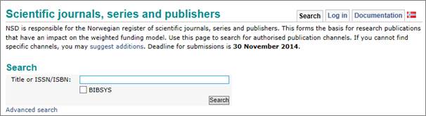 Norwegian register of scientific journals, series and publishers